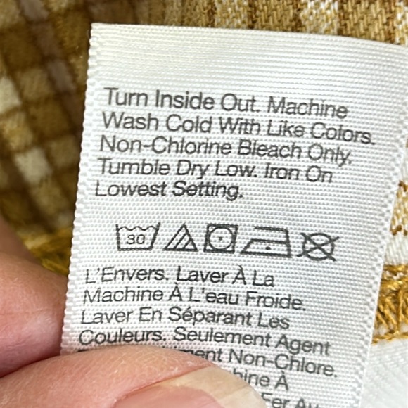 MADEWELL PULL ON SKINNY FLARE IN MINI CHECK PATTERN AUTUME GOLD PANTS SZ 28 - Picture 8 of 16